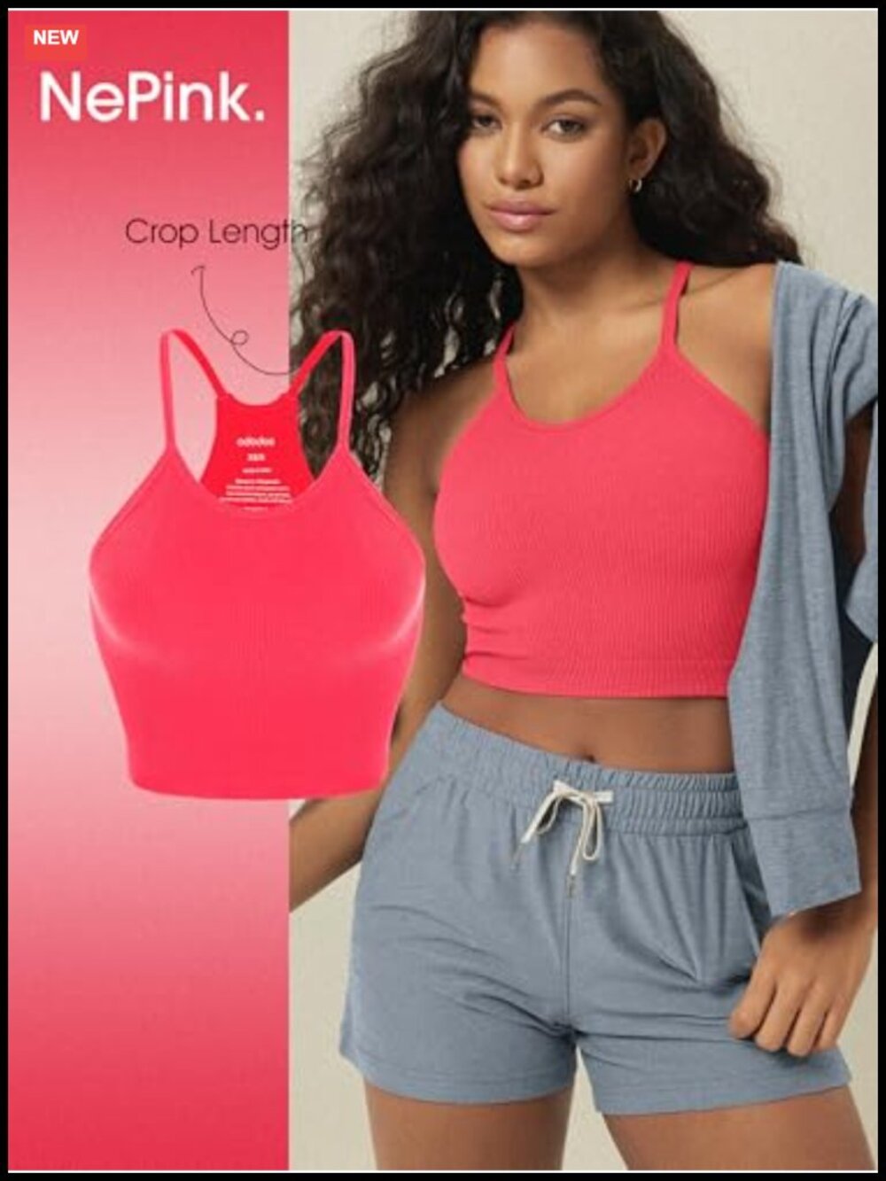 Seamless Rib-Knit Crop Tank 3-Pack Sleeveless Racerback - Picture 2 of 6